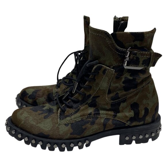 Dolce Vita Prest Lace Up Boot Camo Grunge Combat Moto Studded Streetwear Y2K 7 - Picture 2 of 7